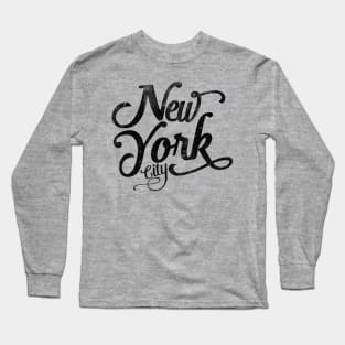 New York City vintage typography - black Long Sleeve T-Shirt